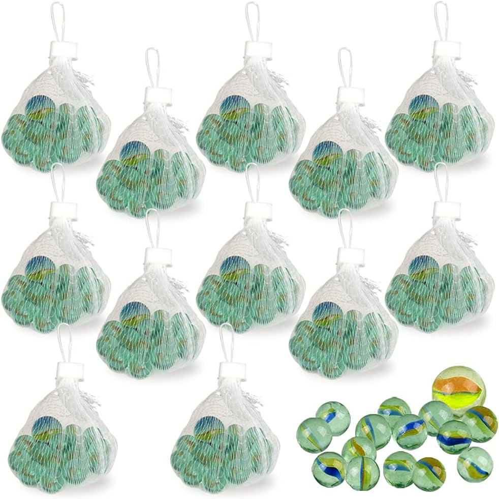- Pack of 12 Bag of Marbles - Glass Marbles 180Pcs - Include 14 Marble and 1 Shooter Marble Per Pack - Fun Indoor and Outdoor Toys, Great Game Party Favors and Pinata Fillers