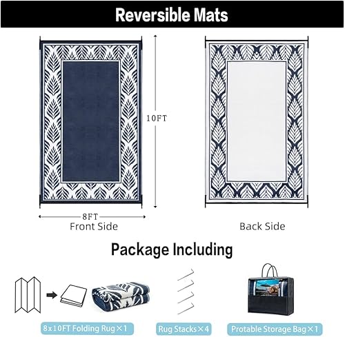 Miniatura 8 de HUGEAR Alfombra de exterior para patios, impermeable, alfombra de exterior grande, hecha de paja de plástico reversible, para campamento, caravana