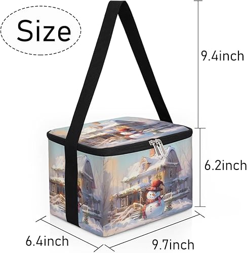 Miniatura 7 de Modern Christmas Snowman Design Insulated Lunch Bag Women Reusable Lunch Tote Square Meal Bag for Adults Men Cooler Lunch Box for Work Travel Picnic