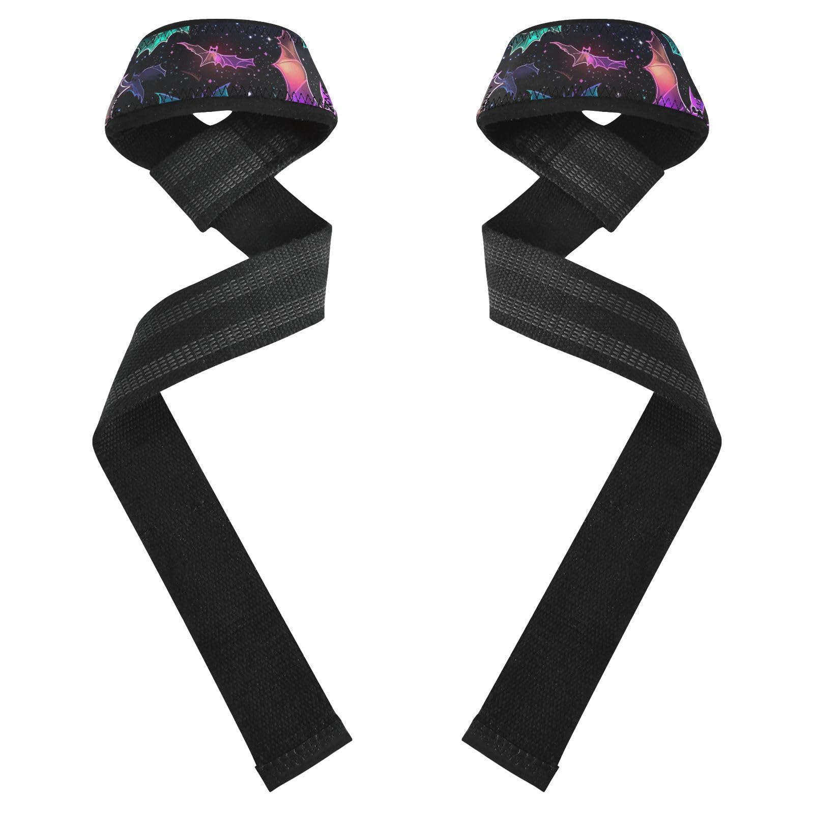 Nander Colorful Glowing Bat Wrist Straps for Weightlifting,Lifting Straps with Neoprene Cushioned Wrist Padded and Anti-Skid Silicone for Strength Training,Bodybuilding,Deadlifting