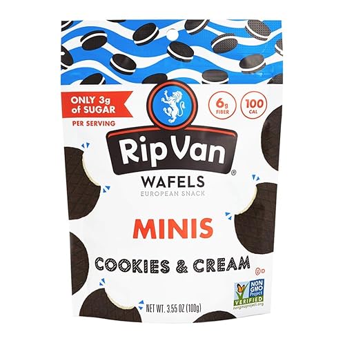 Miniatura 10 de Rip Van Wafels - Stroopwafels pequeños de caramelo holandés y vainilla, bajo en carbohidratos/calorías (0.11 onzas), sin OGM, para dieta cetogénica