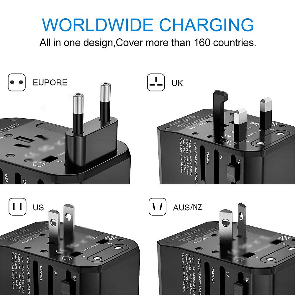 Adaptador de corriente universal mundial Adaptador de enchufe adaptador de viaje Adaptador de alimentación universal Cargador para ESTADOUNIDENSE UE UE AU Convertidor de enchufes eléctricos de pared E