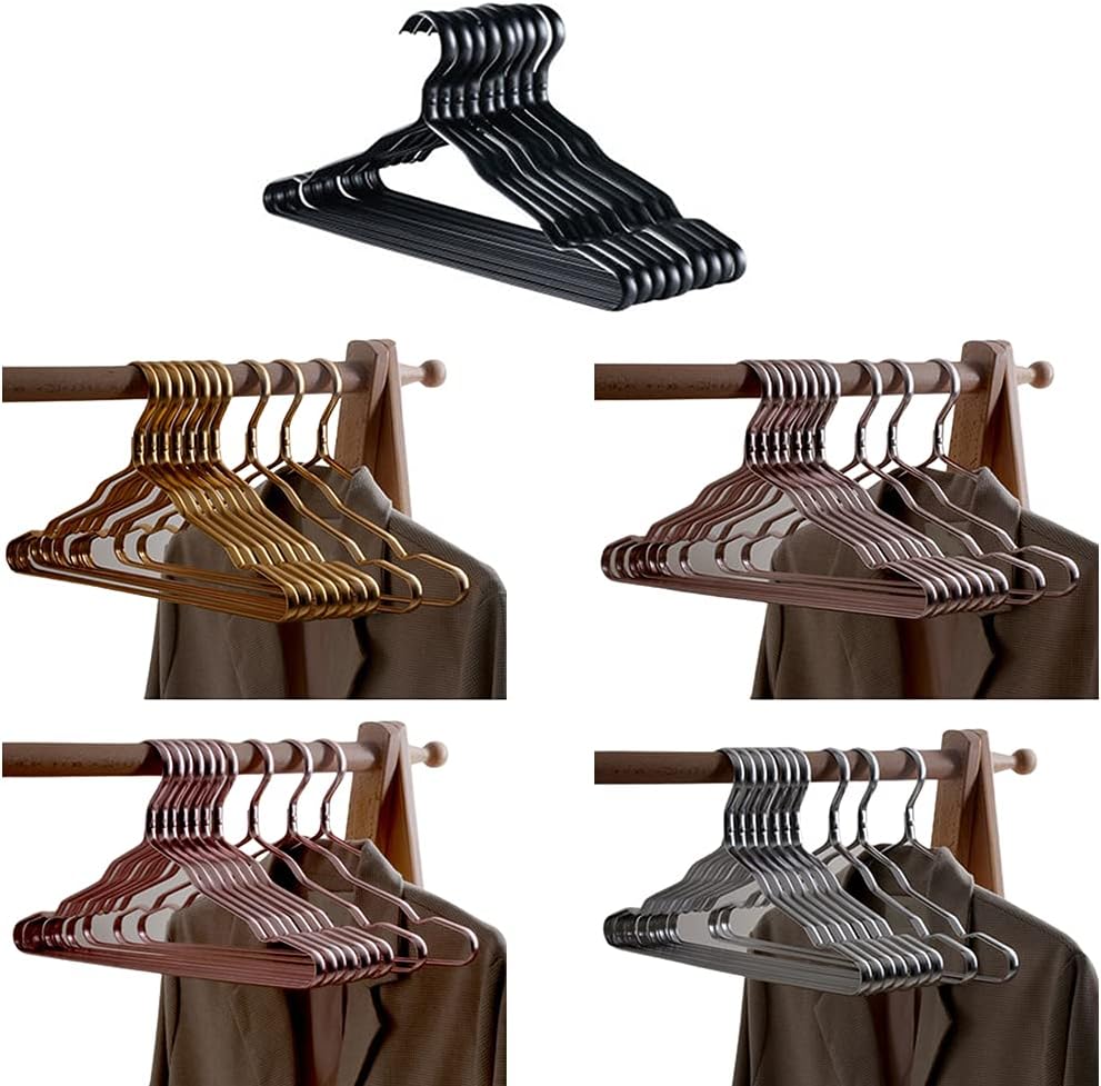 10Pcs Aluminum Alloy Metal Clothes Hangers Non-Deformed Heavy Duty Coat Drying Rack with for Shirts Pants, 01 (Black)