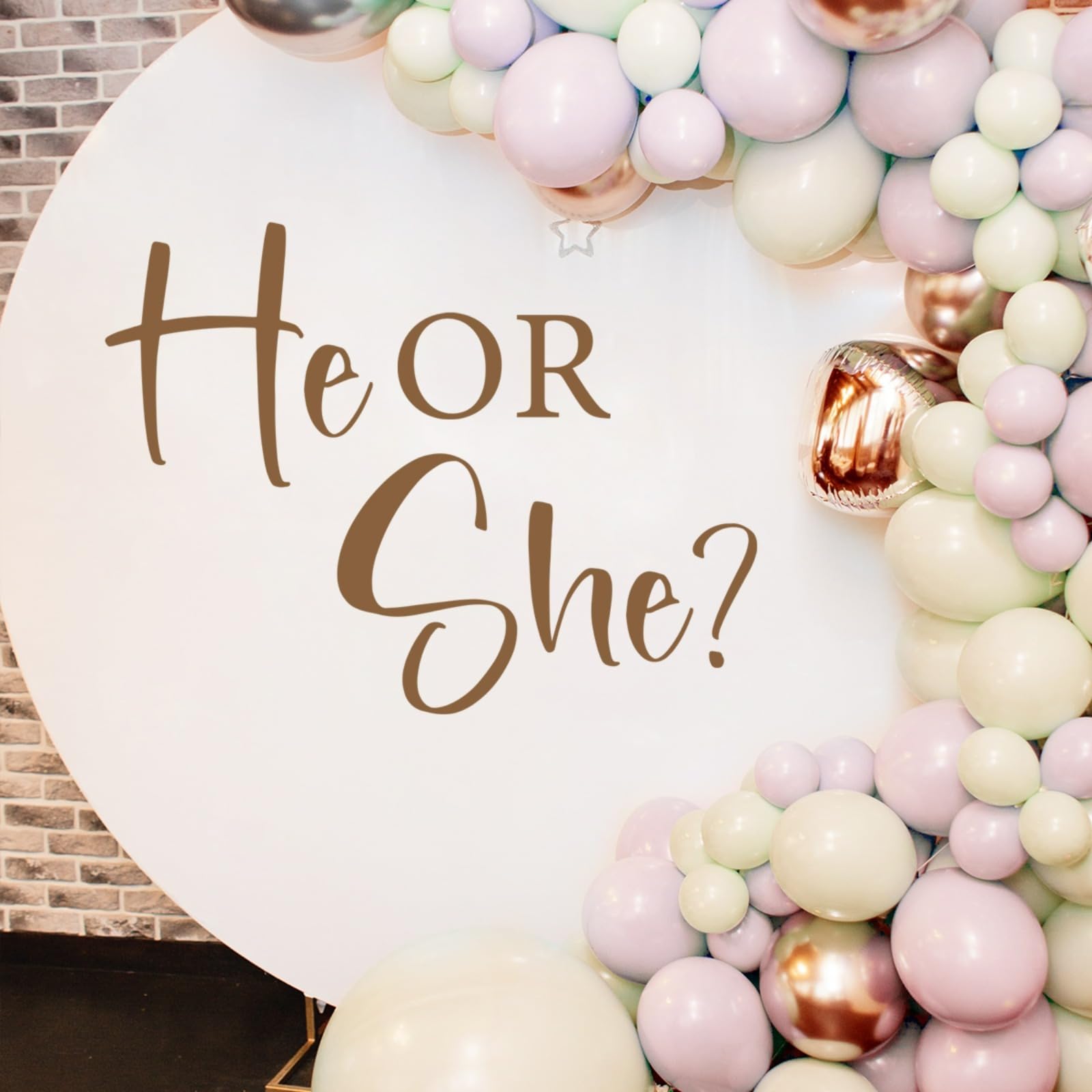 HOTIYOK He or She Boy Girl Gender Reveal Decorations for Balloon Arch He or She Letters Decal Sign for Backdrop Large Baby Gender Sign Decal Party