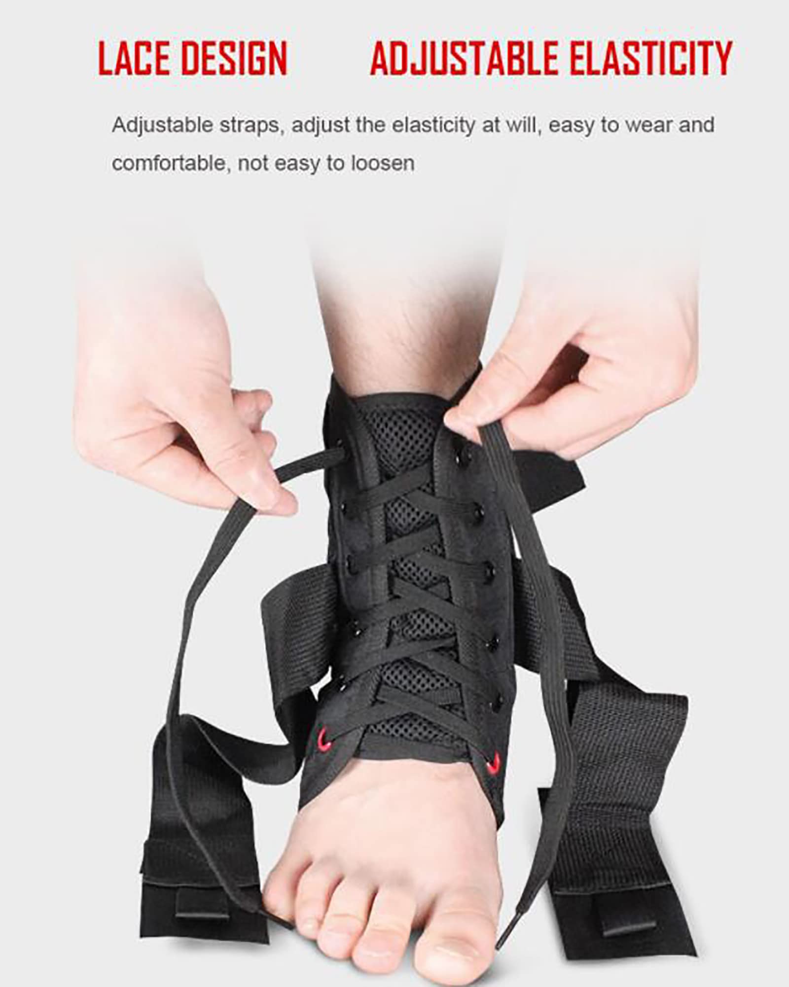 Tobillera con cordones, soporte ajustable para tobillo y pie, correas estabilizadoras, calcetines de compresión, manga para lesiones deportivas y protección contra esguinces, M (S)