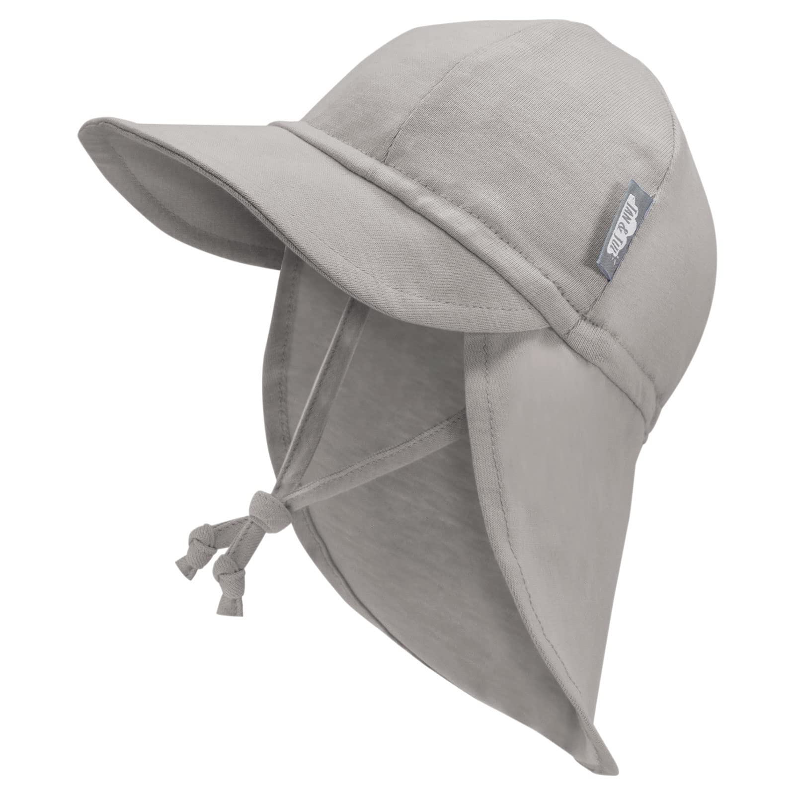 JAN & JUL Baby Cap for Boys and Girls, Neck-Flap Sun-Hat (Grey, Size M: 6-24m)