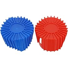Red Blue Rubber Manifold Gauge Protective Boot Covers for 70mm HVAC Pressure Gauges, Shockproof Case for Refrigeration Tools 2-Pack