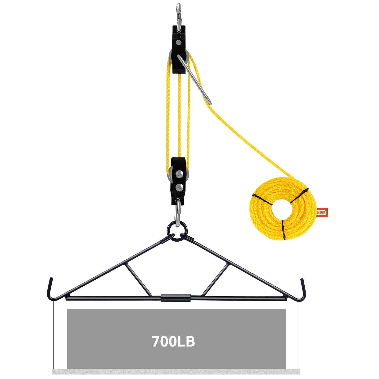 GearOZ Colgador de ciervo, sistema de elevación de polea de alce con gambrel, kit colgante de juego de caza para cadáveres de ciervos/carnicero/pelado, máximo hasta 700 libras, regalos de caza salvaje