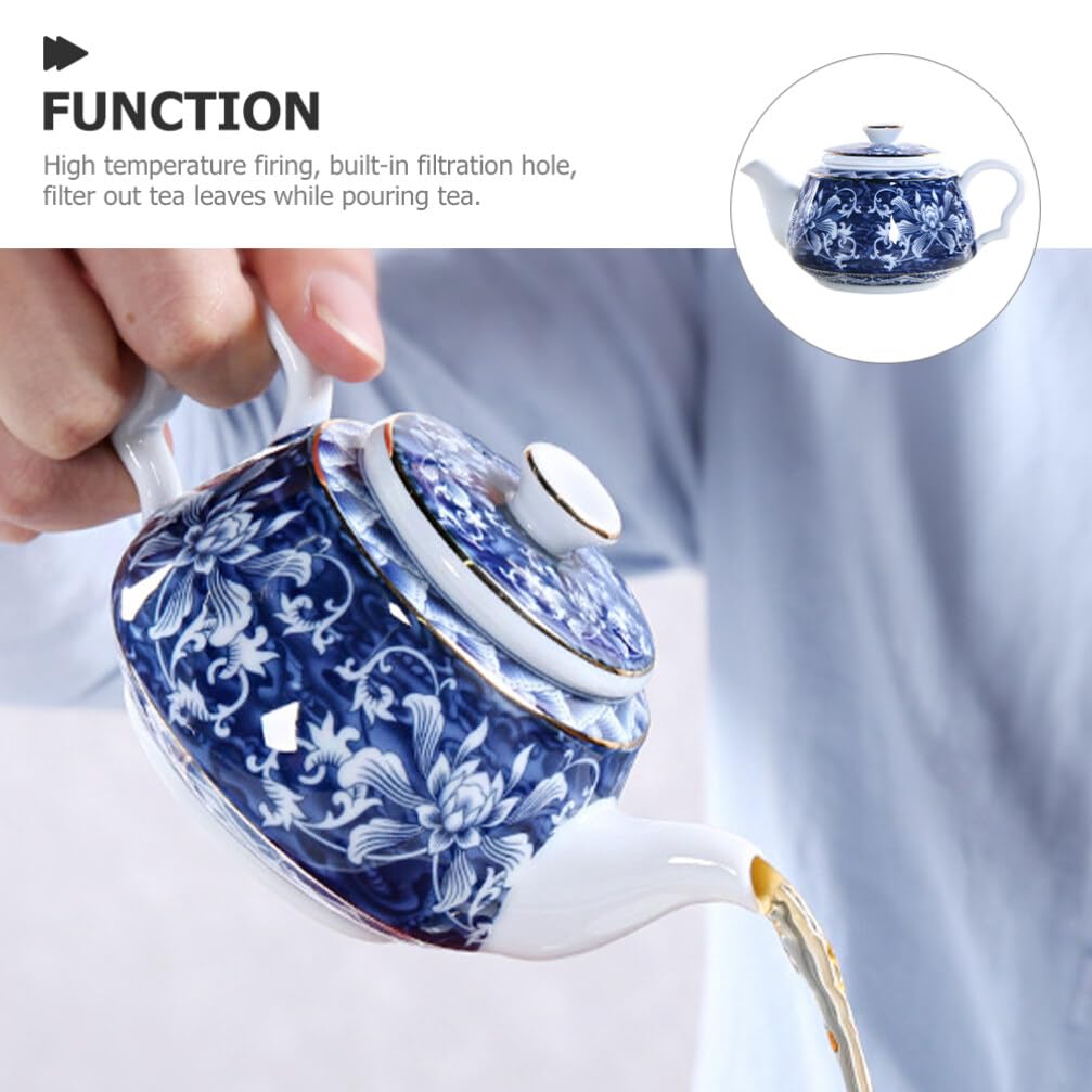 Teteras, Tetera Azul Y Porcelana Tetera De Cerámica con Asa Tetera Tetera De Cerámica Olla De Caldo Tetera Portátil Tetera Casera Tetera China Tetera De Escritorio Decora,