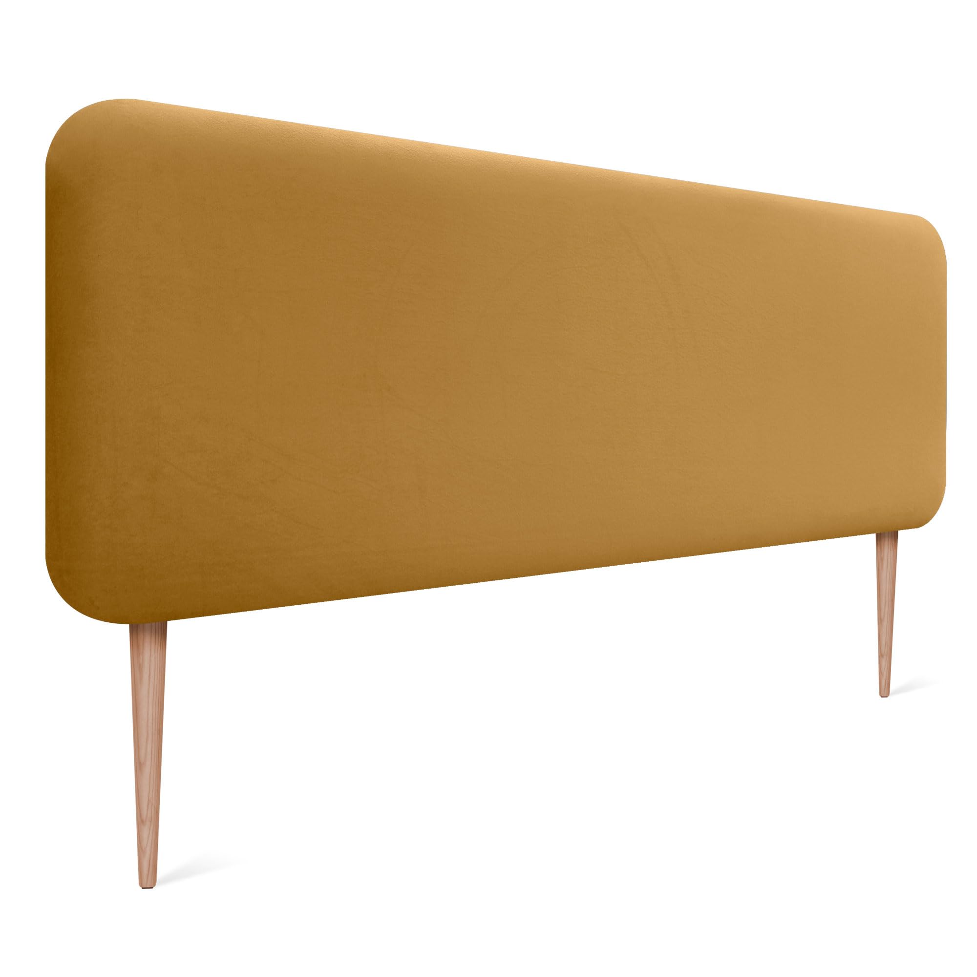 DHOME Testiera Imbottita Liscia Arrotondata in Velluto per Parete Acustica Testate Fonoassorbenti Testiera Letto Camera da Letto (Senape, 150cm)