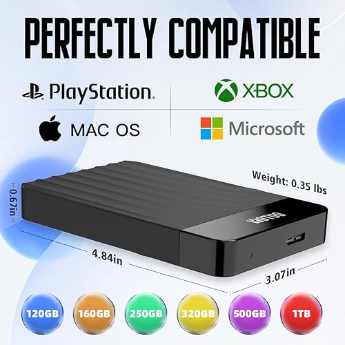 Miniatura 2 de Disco Duro Externo Portátil de Almacenamiento Expansión Móvil HDD USB 3.0 para PC, Mac, Escritorio, Portátil, PS4, PS5, Xbox One X/S, Xbox 360, Xbox