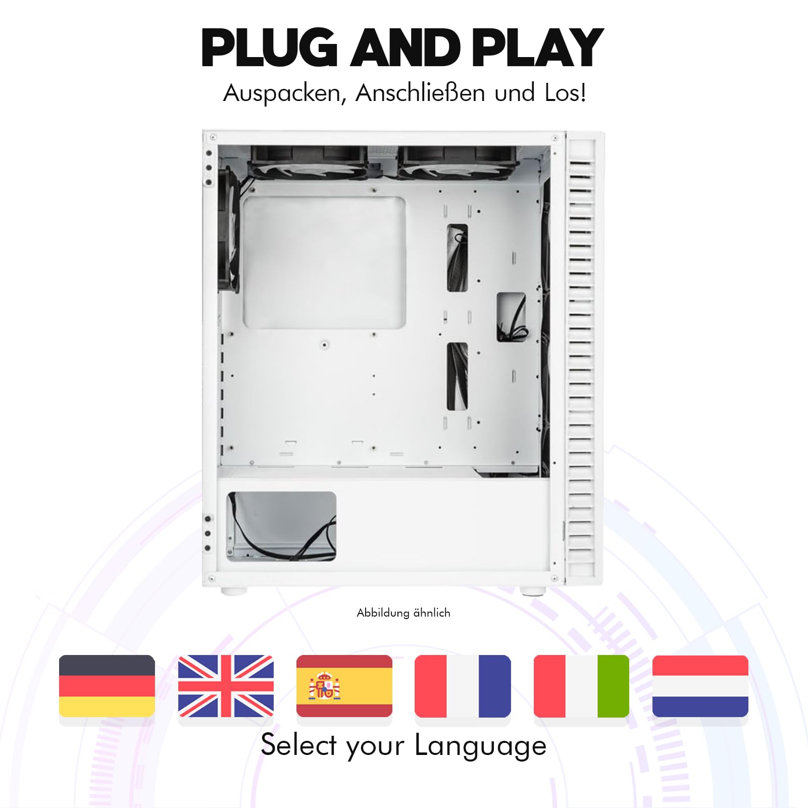dcl24.de Gaming PC AMD Ryzen 3 3200G, AMD Radeon Grafik Vega - 500GB SSD, 16GB Gamer PC mit 4x4.0 GHz, Rechner mit WLAN, Computer mit Windows 11 Pro