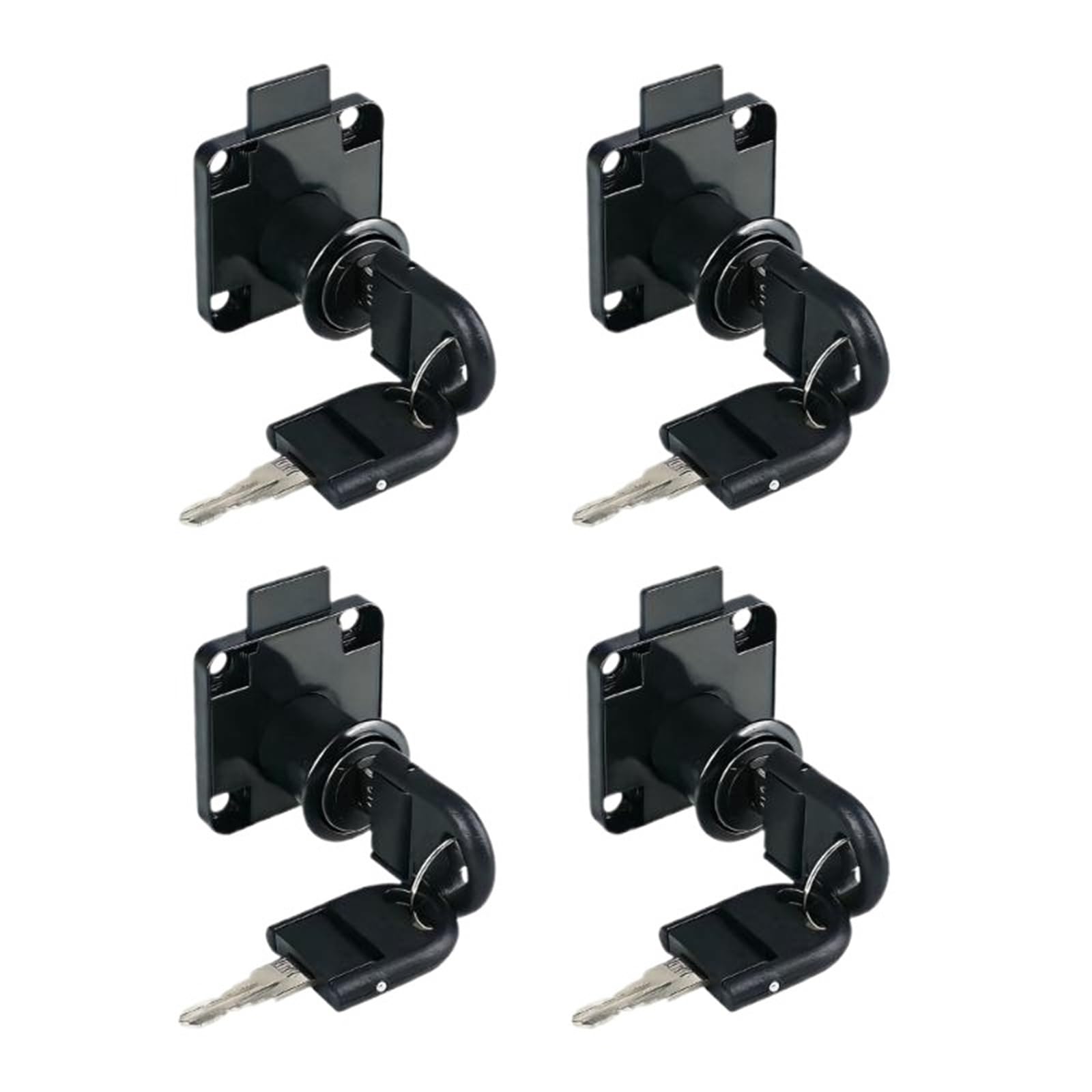 4Pcs Heavy Duty Cabinet Lock Drawer Furniture Cupboard Desk Hasp Latches Locks Hardware Enduring for Cabinet Letterbox(Black)