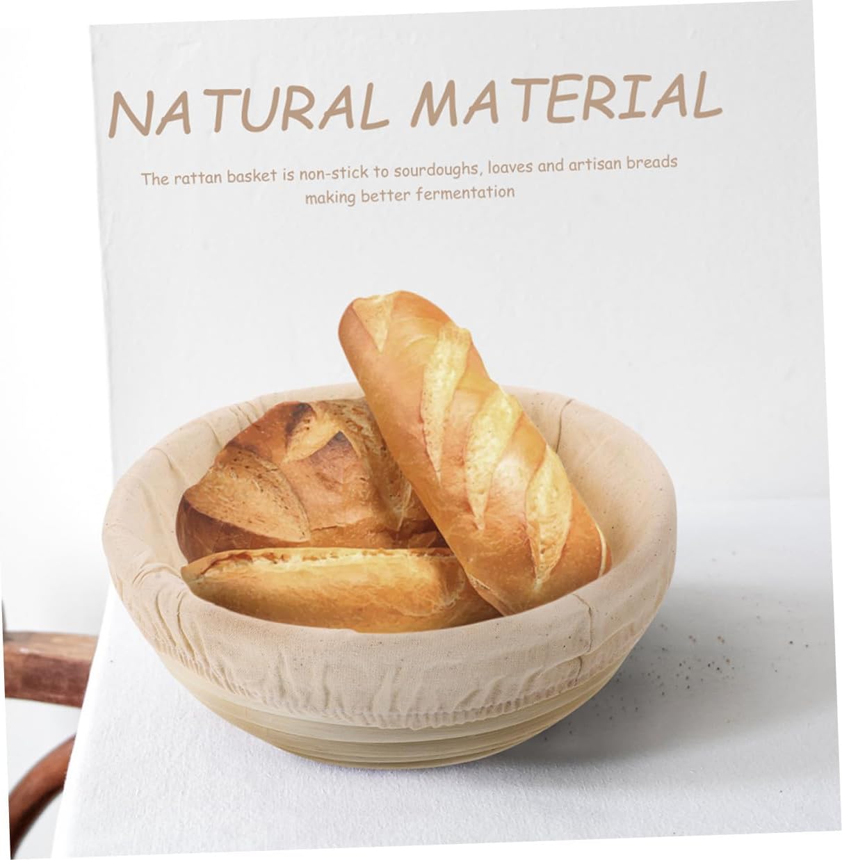 VICASKY Sourdough Bread Proofing Basket with Liner Handmade Rattan Woven Dough Rising Basket for Home Baking 23cm Diameter round Bread Fermentation Tool