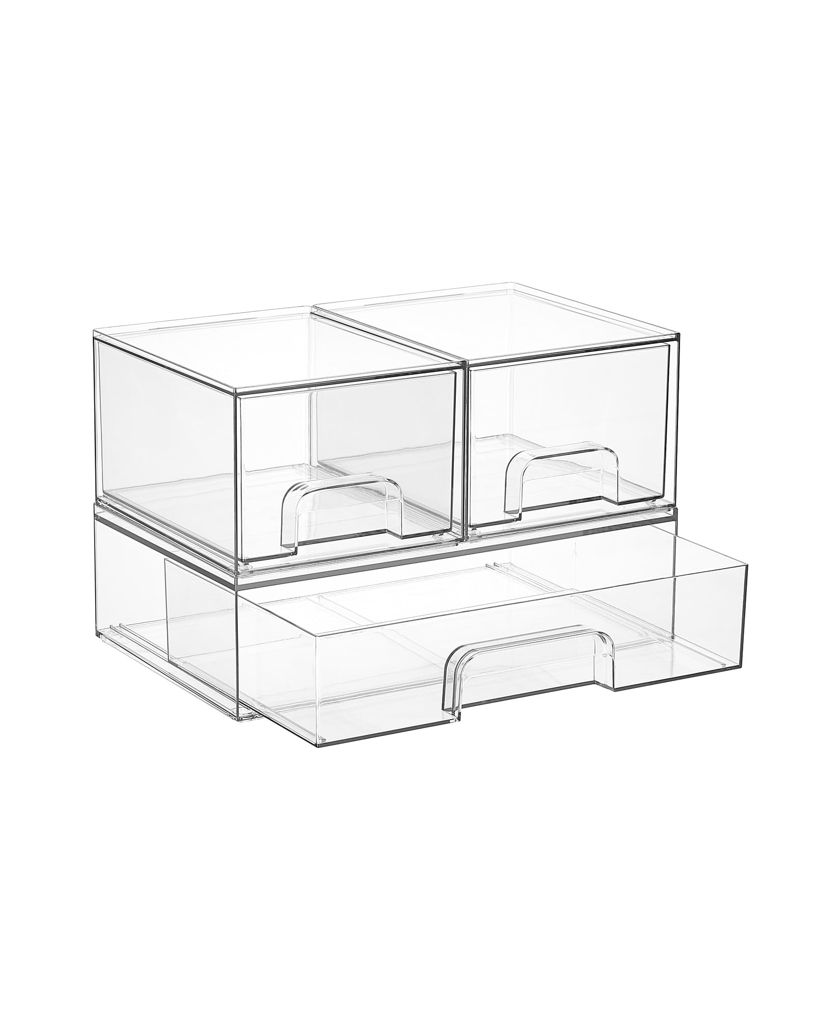 Vtopmart 3 Pack Stackable Clear Plastic Drawer Organizer, Makeup Organizers and Storage for Eyeshadow Palettes, Cosmetics, Beauty Supplies, Ideal for Vanity, Desk, Office, Bathroom image 6