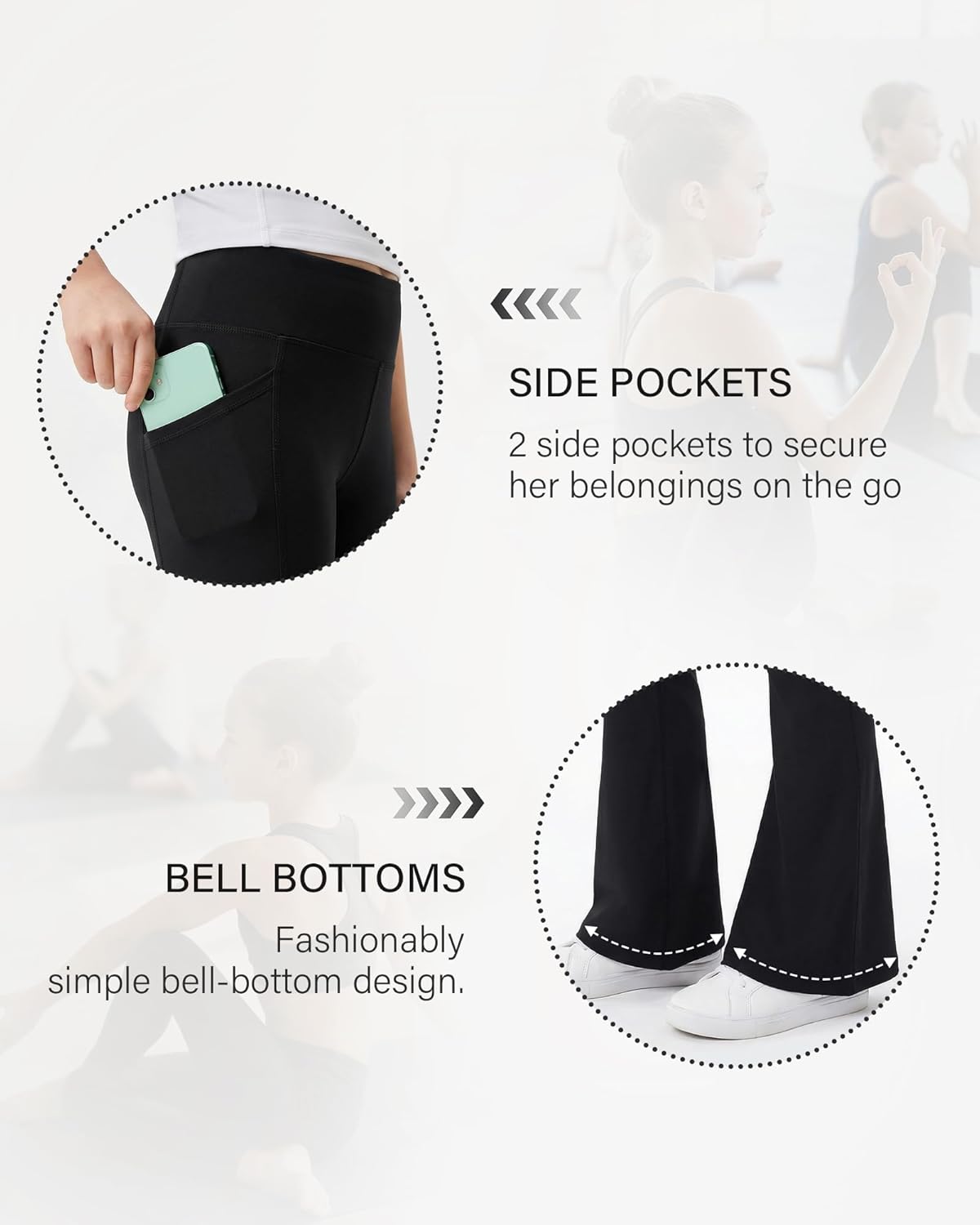 Stelle Girls Flare Leggings Bell Bottoms Yoga Pants with Pockets High Waisted Bootcut Dance Pants - Image 6