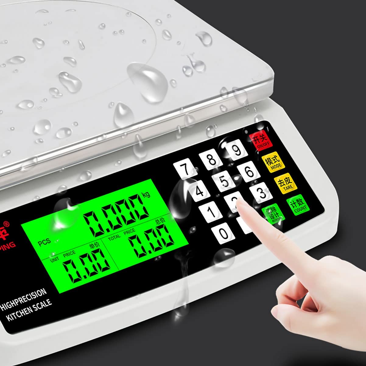 Cyfrowe wagi kuchenne do pieczenia, elektroniczna waga do żywności, cyfrowa waga do obliczania cen 30 kg/1 g Wagi elektroniczne do warzyw Dokładne wagi gramowe do punktów sprzedaży detalicznej, wag