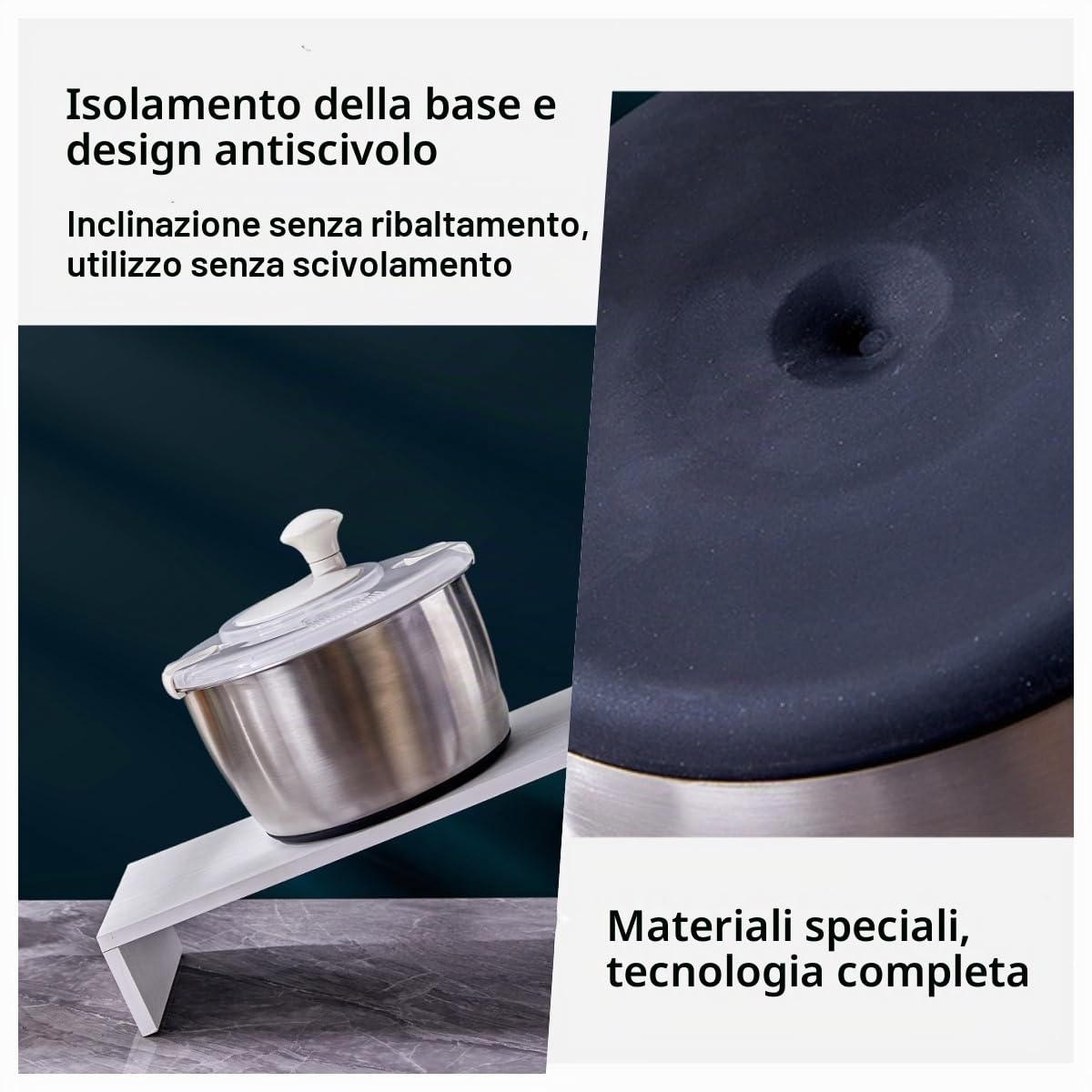 Centrifuga per insalata XXL, in acciaio inox, 5 l, con pelapatate e bottiglia da spremere, lavabile in lavastoviglie, ideale per lavare e asciugare insalata