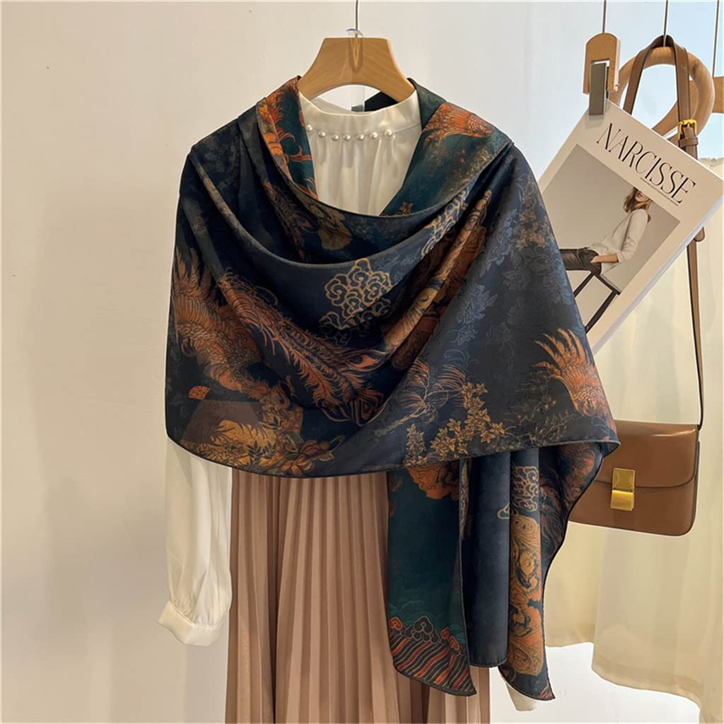 Foulard Grand châle Long Nouveau Foulard en Soie Femmes Foulard réversible imprimé Foulard Femmes Foulard