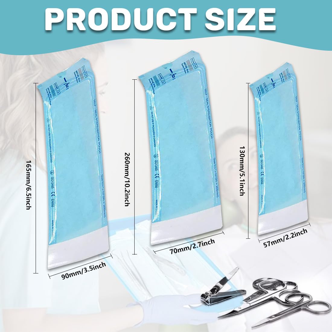 150 Pezzi Sacchetto Di Sterilizzazione,Buste Per Sterilizzazione,Sacchetto Per Sterilizzazio,Sacchetti Per Autoclave,Sacchetti Auto Sterilizzazione,Sacchetto Sterilizzazione Autosigillante