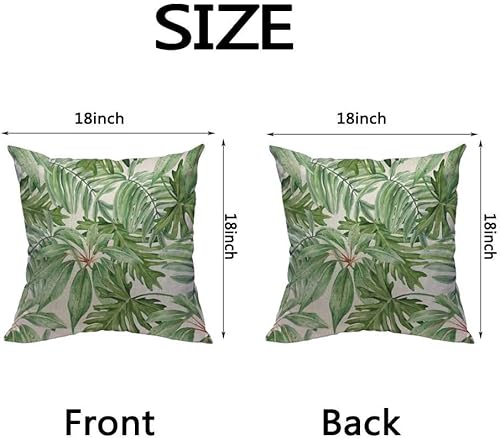 Miniatura 2 de HOSNYE Fundas de cojín con diseño de hojas tropicales, densas ramas de palmera de selva tropical, color verde bosque lluvioso, funda de almohada