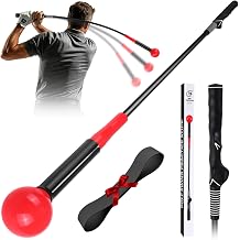MIKOSI Golf Swing Trainer Aid, 40 Inch Golf Warm Up Stick with Arm Band, Improves Swing Rhythm, Speed, Flexibility, Balance, Portable Golf Training Accessories for Backyard Indoor Outdoor Practice