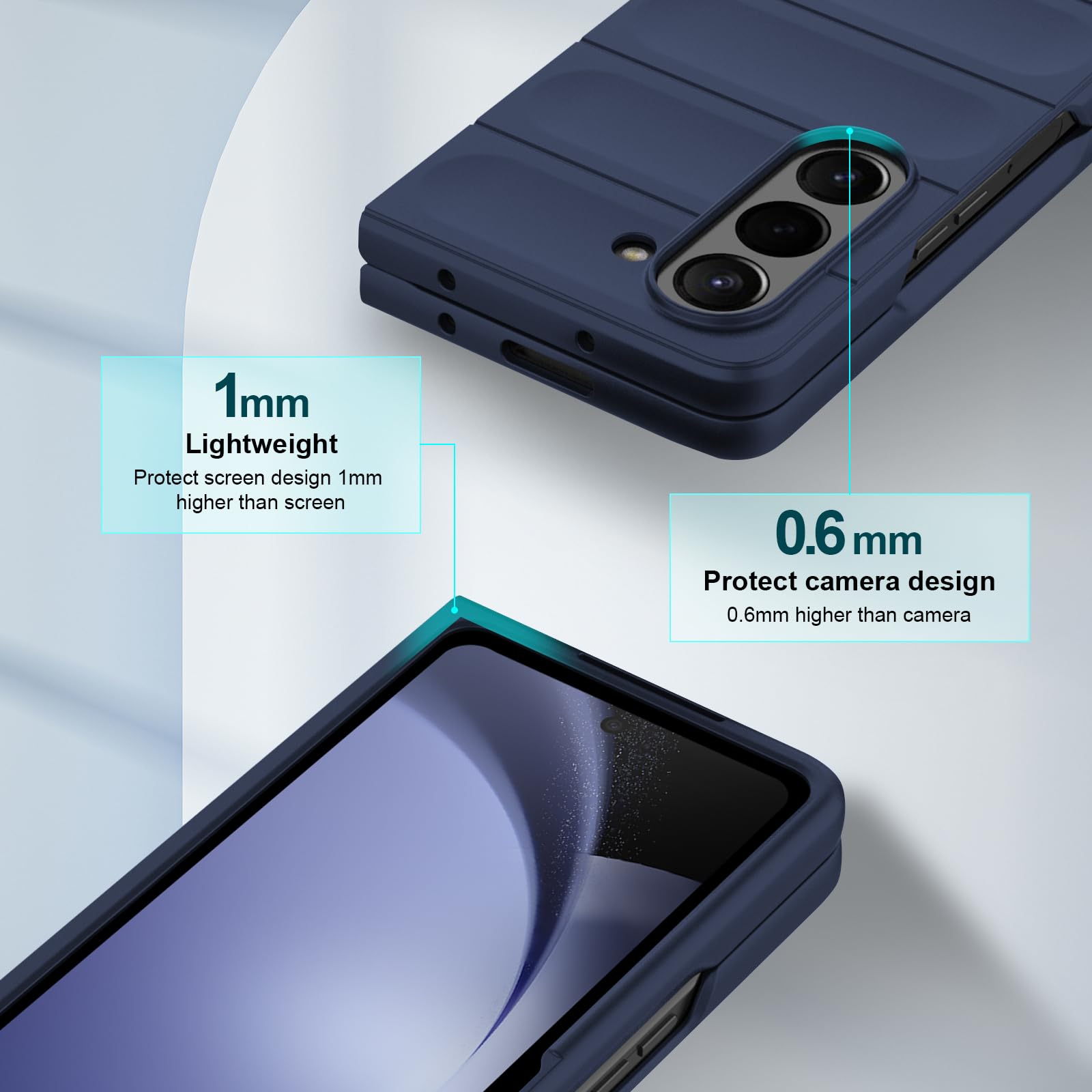 Case for Samsung Galaxy Z Fold 5, Hard PC Slim Fit Bumper Case, Anti-Scratch Shockproof Protective Phone Cover, Blue — view 5