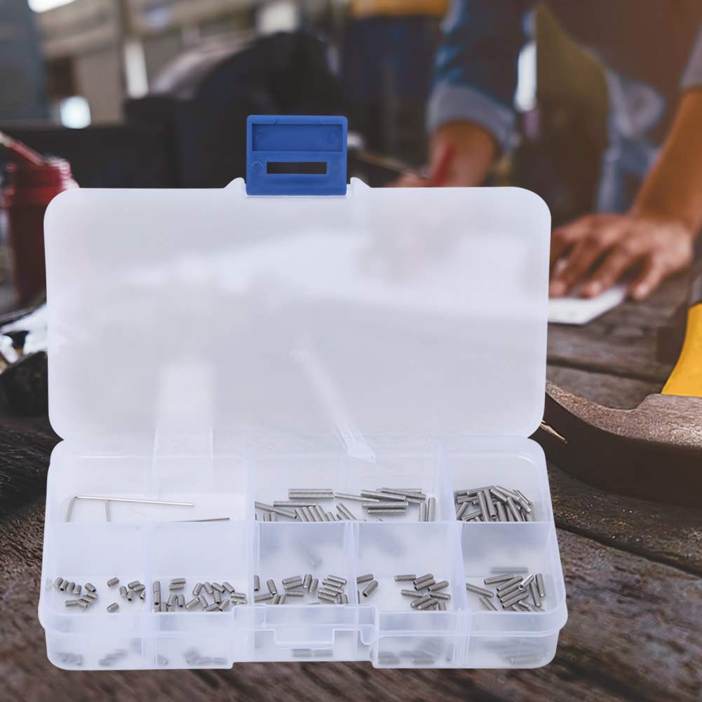 Tornillos De Presión M2 (2mm) DIN 913 En Acero Inoxidable A2 - Juego De Tornillos De Punto Plano Con Cabeza Hexagonal