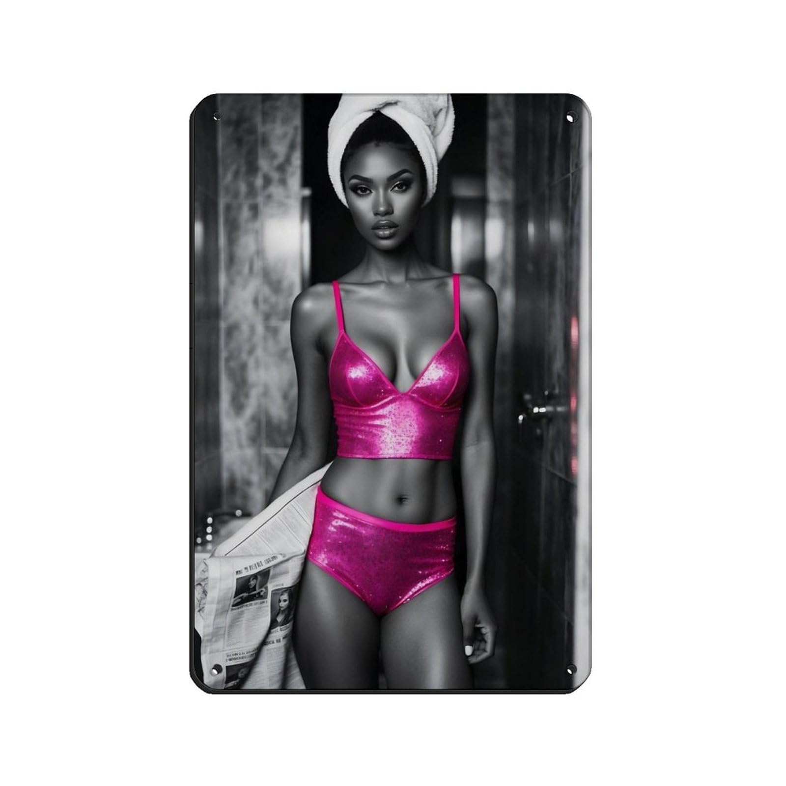 Fashion Glamorous Model Art Retro Poster Metal Tin Sign Chic Art Retro Iron Painting Bar People Cave Cafe Family Garage Poster Wall Decoration 8x12inch(20x30cm)