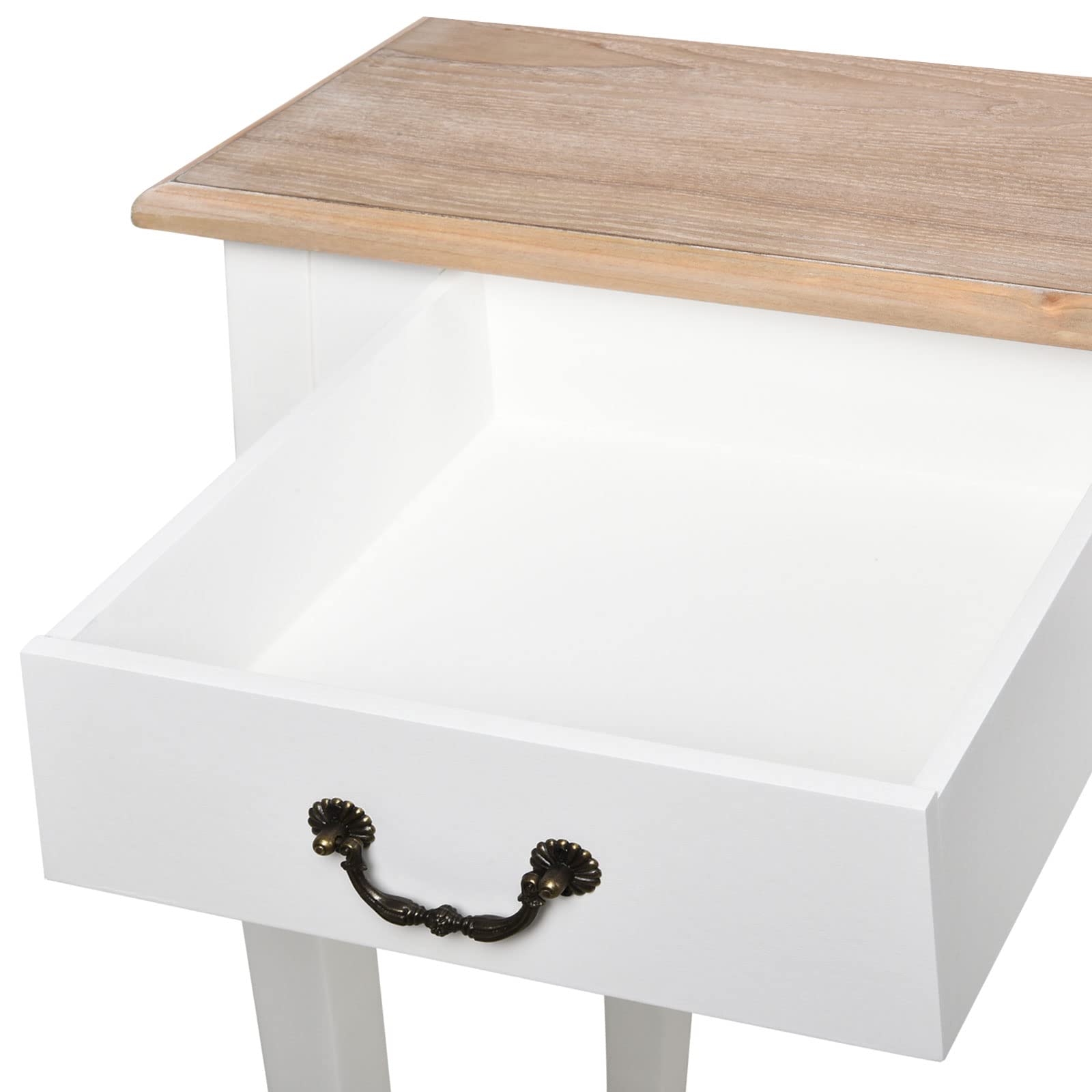 HOMCOM Mesa de Consola con 2 Cajones Diseño Retro 87x34x78,5 cm Blanco | Mesa Auxiliar, Entrada, Pasillo, Sala de Estar, Dormitorio, Pino