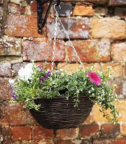 round rattan outdoor wicker basket planter