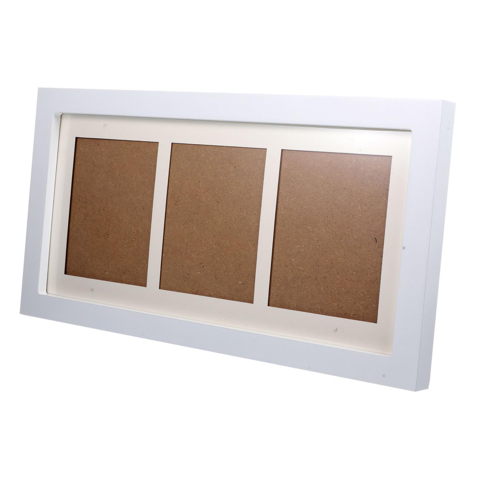 ERINGOGO Marco de Fotos para Recién Nacido 3 Cuadrículas Blanco, Marco de Mano de Barro para Huellas, Decoración para Dormitorio Ñiño, Portafotos Seguro y Resistente