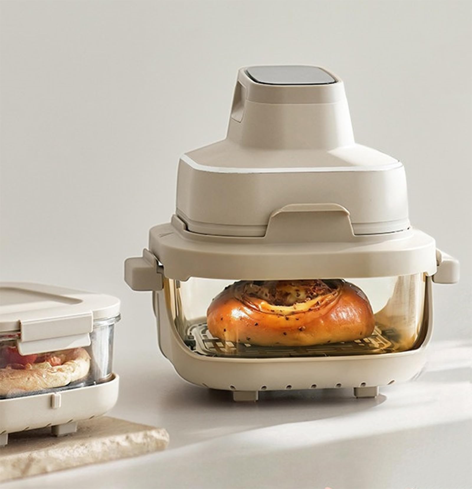 Freidora De Aire Visible Doble Cesta Todo Vidrio Cabezal Control Desmontable Cero Revestimiento Ollas Intercambiables Multifunción Saludable Aparato Eléctrico para Cocina Hogar Diario,B