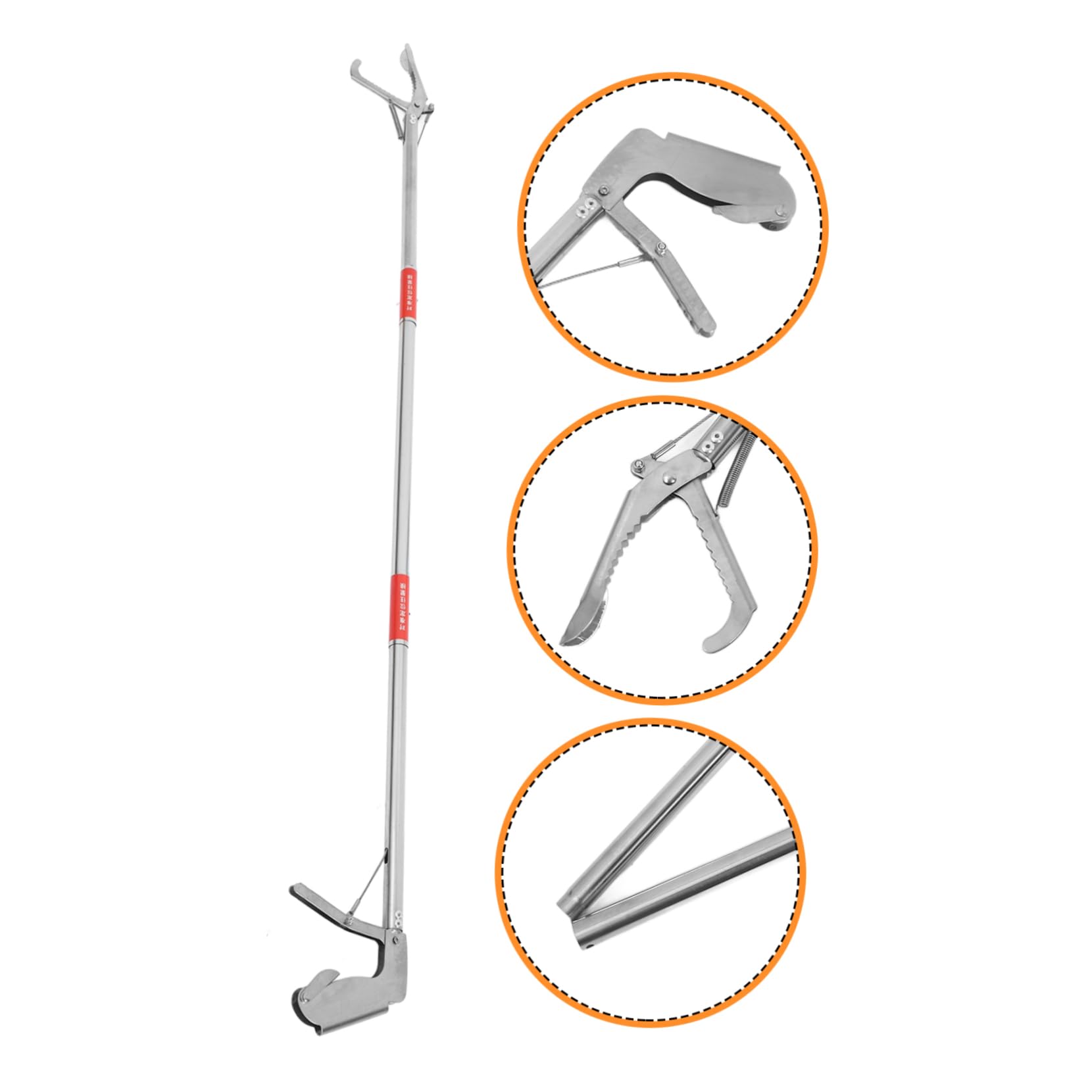 Milisten 4 Stück Schlangengreifer-Schlangenzange Langer Schlangengreifer Greifzange für Reptilien Krabbenfangzange für Schlangen Müllclip Hummerclip Rostfreier Stahl Silver