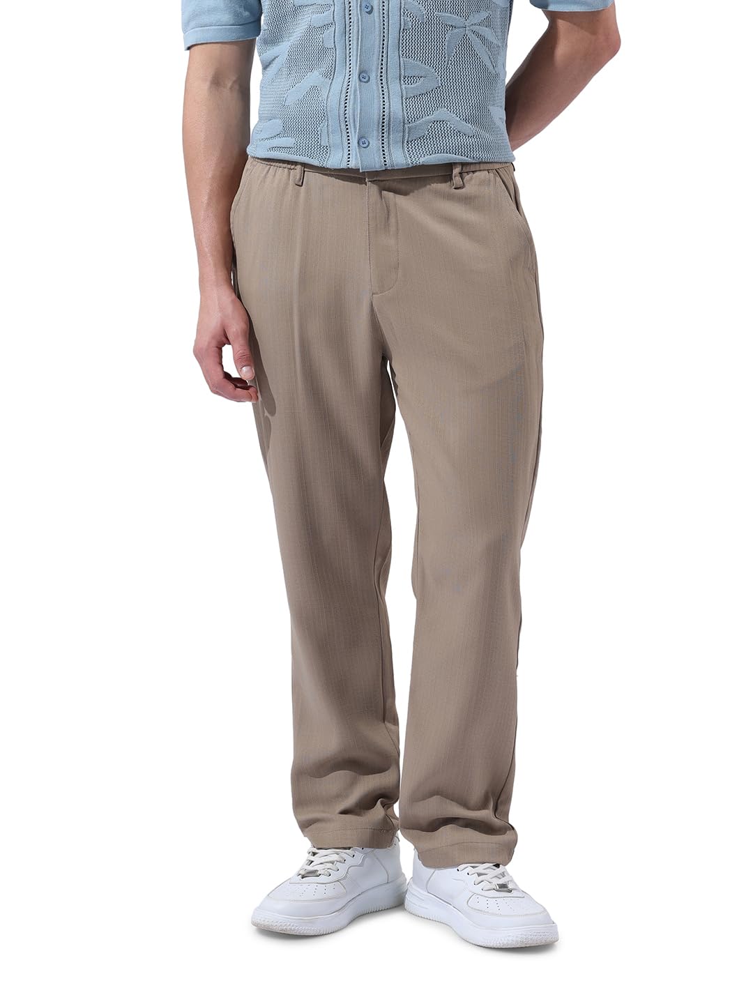 Men Regular Fit Solid Mid-Rise Trousers-image-40