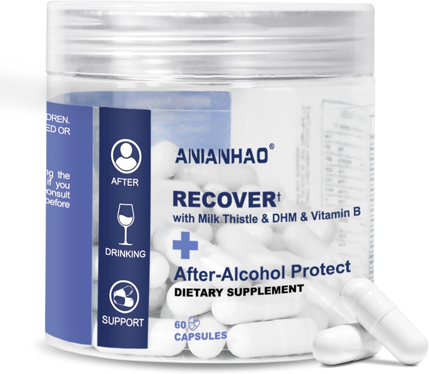 Liver Support Recover | Liver Detox Supplement with DHM + L-Cysteine | Feel Better After Drinking & Support Your Liver | 12 Doses | Dihydromyricetin, Cysteine, Prickly Pear, B-Vitamins, Ginger