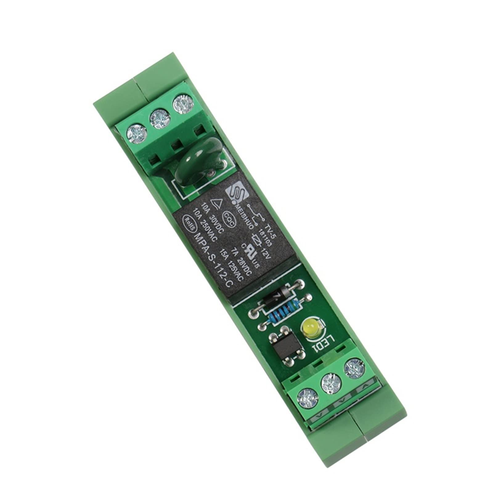 Placa de relé 1 canal, carril Din, 5V, 12V, 24V, 48V, 110V, 230V, módulo con interfaz, electromagnético NPN PNP(FY-T731-48VACDC)