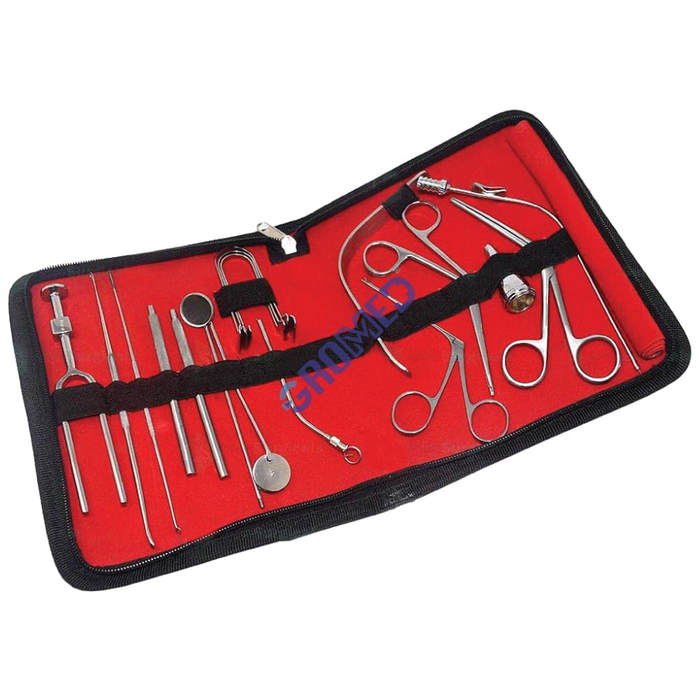 Gromed ENT Instrument Kit / ENT Surgical Set - Tuning Fork, Elevator, Laryngeal & PN Mirror, Thudicum Speculum, , ENT Micro Suction, Tongue Depressor, Crocodile Forceps, Nasal Packing Forceps, Ear Speculum & Mastoid Suction Cannula (Stainless Steel) (B0CF97YFZ3) Amazon Price History, Amazon Price Tracker