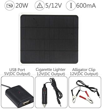 ソーラーパネル 5V/12V 出力 Amazon | 12V系 8W ソーラーパネル 12V車 バッテリー上がり防止 船舶