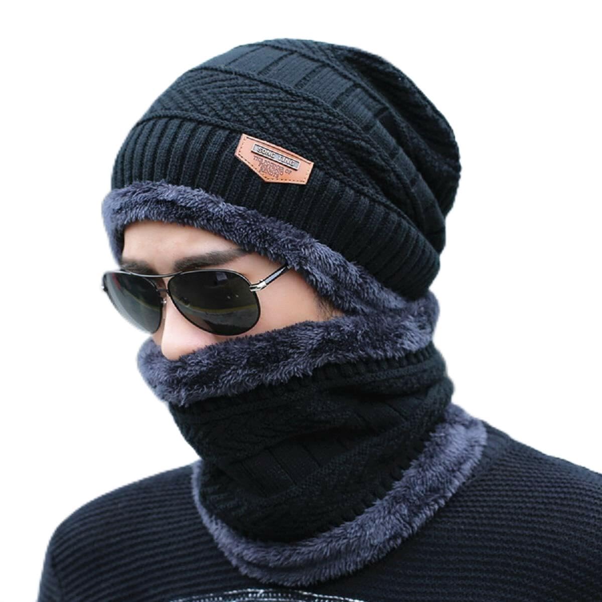 Stylish Men Woolen Beanie Cap | Winter Knit Hat & Scarf Set | Cold Weather Accessory | Lightweight & Warm Winter Cap (Grey)-image-42
