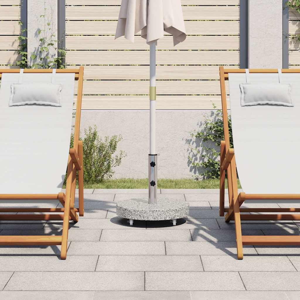 Stojak na parasol przeciwsłoneczny, granit, okrągły, szary, z kółkami i adapterem do masztu 38/48 mm, podstawa parasola na balkon, taras, do ogrodu, wytrzymały stojak na parasole z bolcami