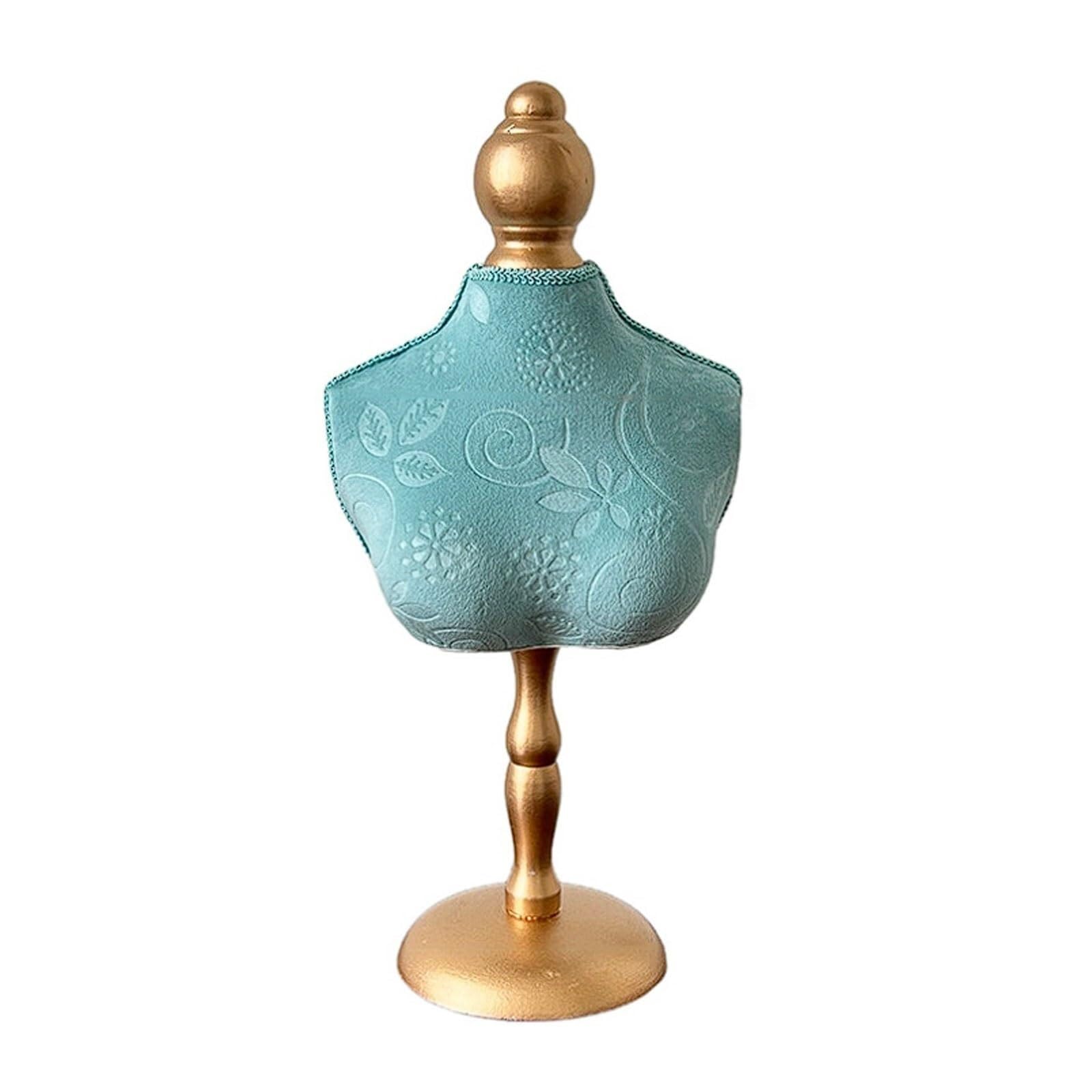 WxuuLTGJR Velvet Jewelry Display Stand Light Green Jewelry Easel Stand Mannequin Earring Tower Rack Handmade Organizer Showcase Prop(16 * 36cm)