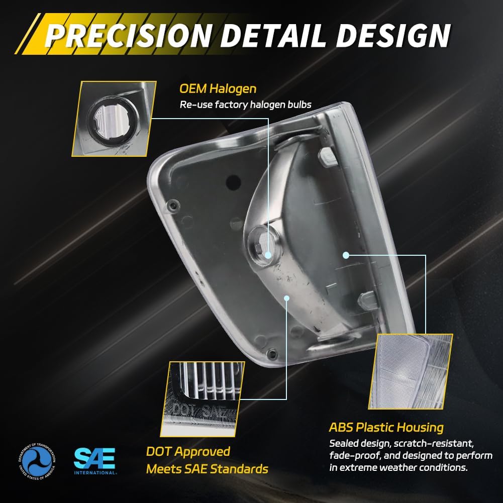 Parking Corner Side Marker Light Housing Compatible with 1993 1994 1995 1996 1997 1998 Toyo-ta T100, [DOT Certified] Turn Signal Marker Light Cover [No Bulbs], 2 PCS, Clear Lens