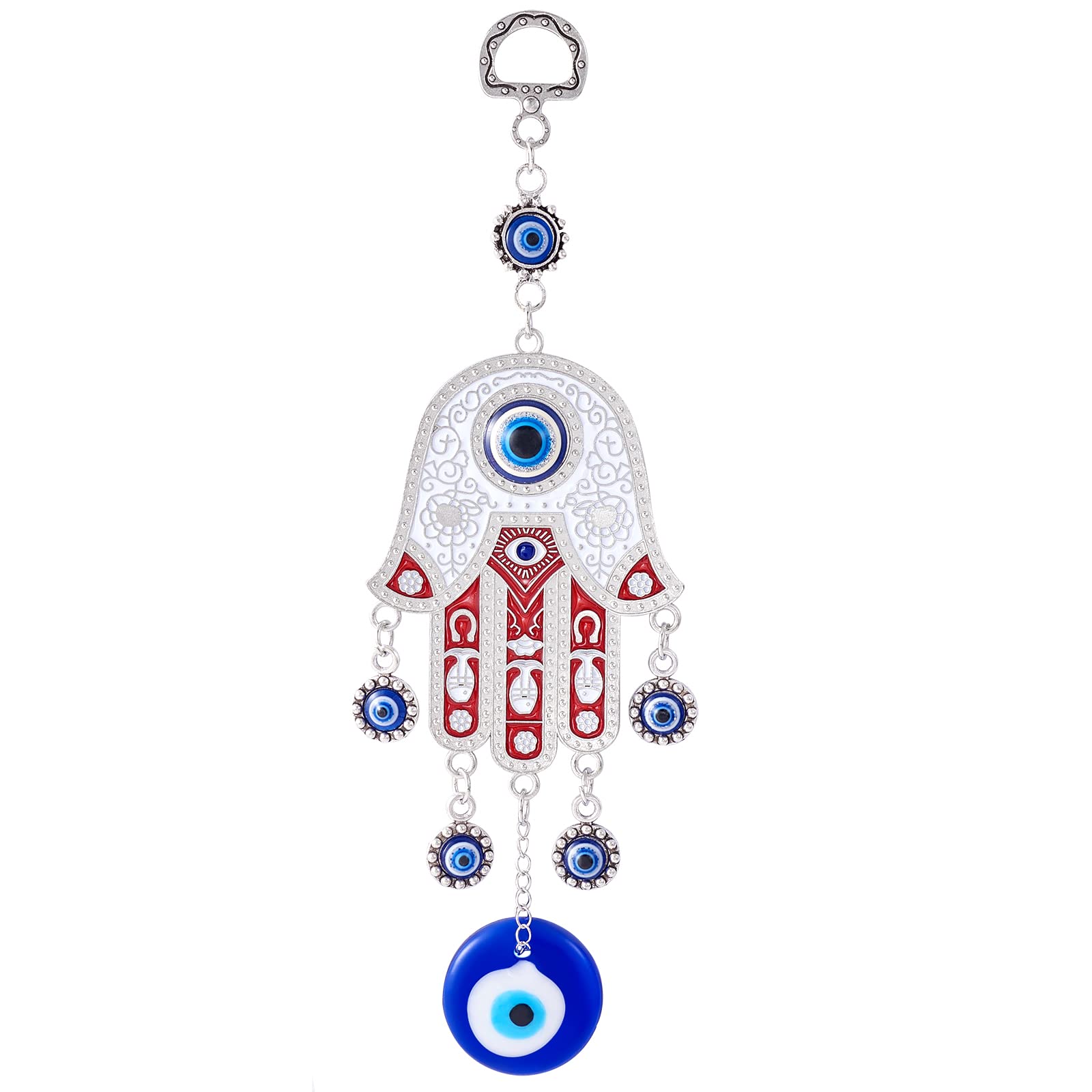 Blauer Böser Blick Auto-Charm Mit Kristall – 36 Cm Lang, Metallflügel, Für Rückspiegel, Fenster & Wanddekoration