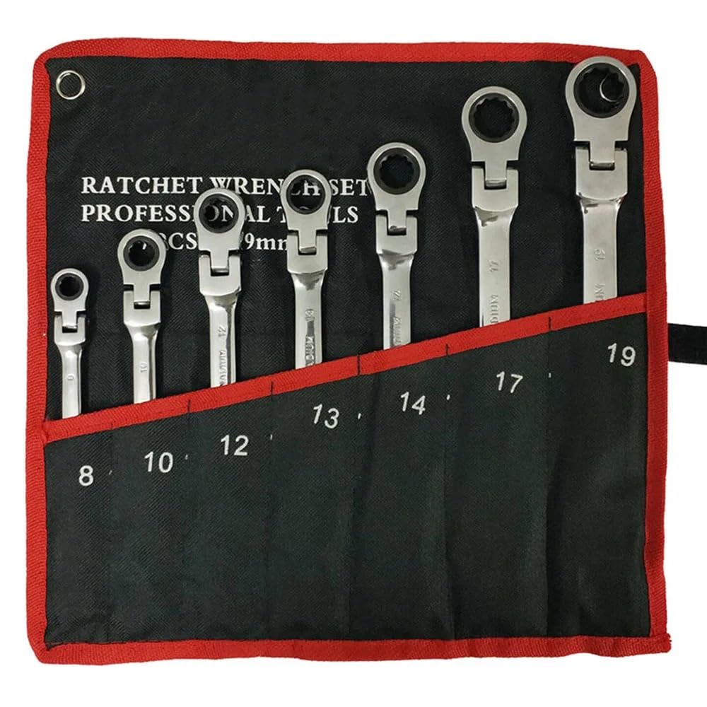 Llaves Fijas con Carraca Llaves de trinquete, Herramientas manuales, Juego Llaves, Llave Universal for Coche, reparación automóviles(12PCS)