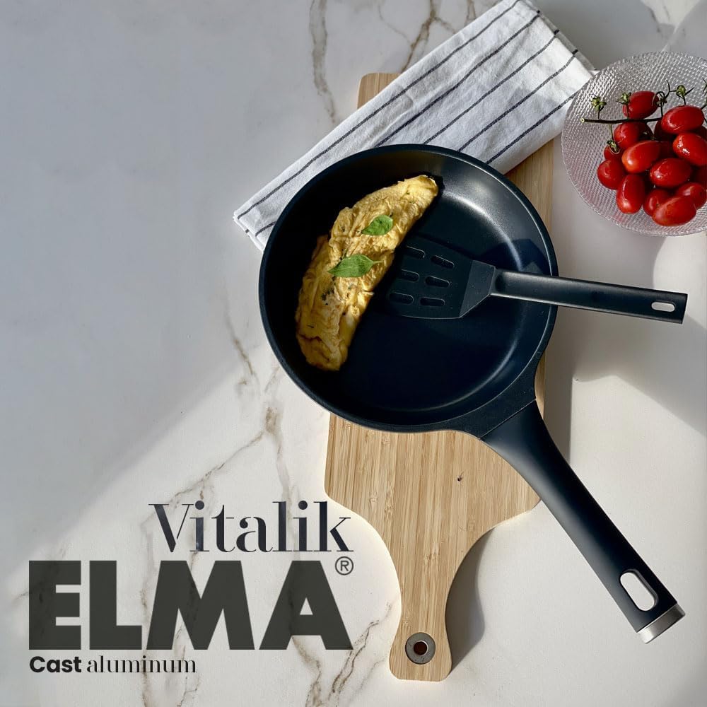 Elma Cast Aluminum VITALIK with Quantanium Triple-Layer Non-Stick Coating, Soft Touch Handle and Full Induction Technology | Compatible with All Cooktops, Easy to Clean, 7.87"