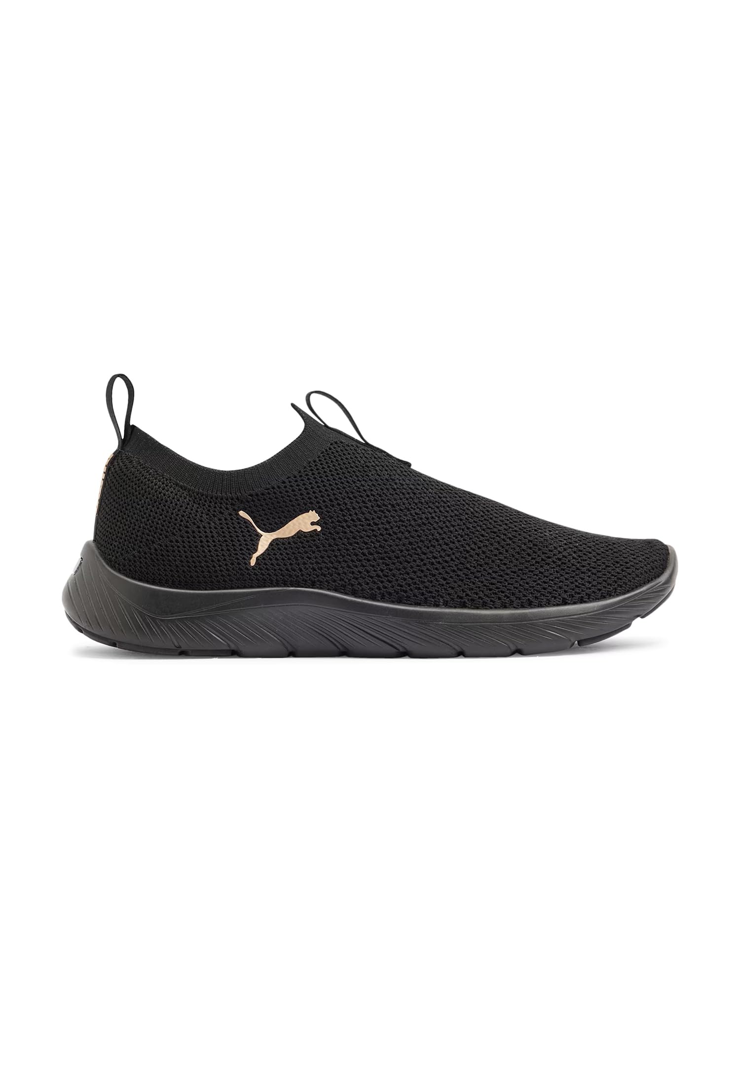 PUMA Damskie buty SOFTRIDE REMI Slip-ON Knit WN's Road Running Shoe, czarne złoto, 40 EU, Puma Czarny PUMA Złoty, 40.5 EU