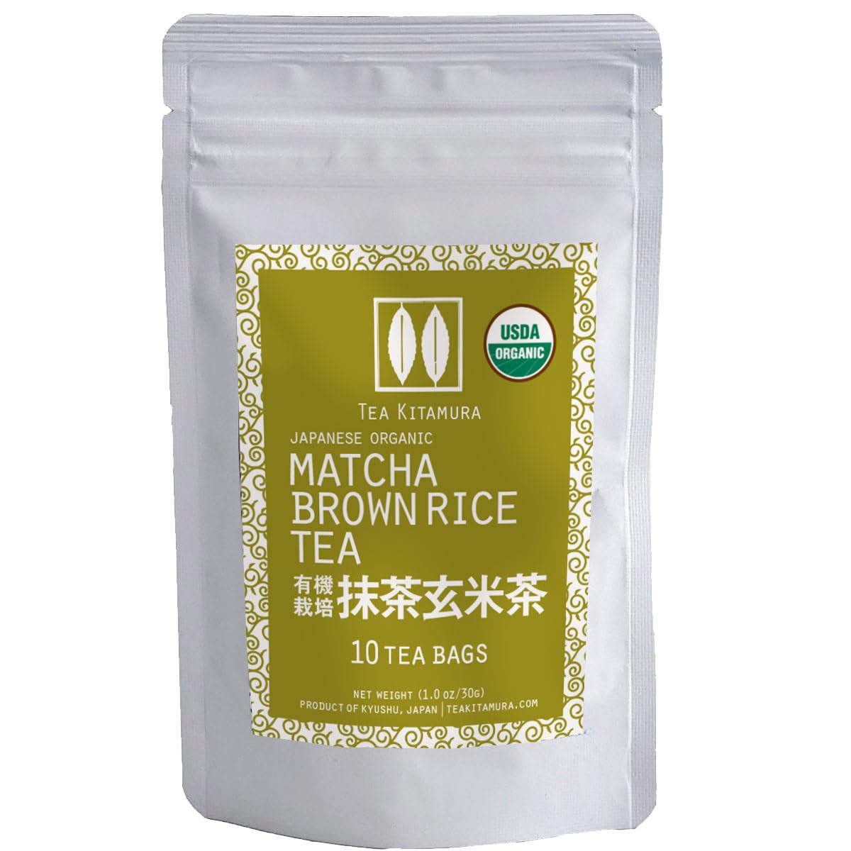 Organic Japanese Matcha Brown Rice Tea Matcha Genmai-Cha 10 Tea Bags by Tea Kitamura Small Batch
