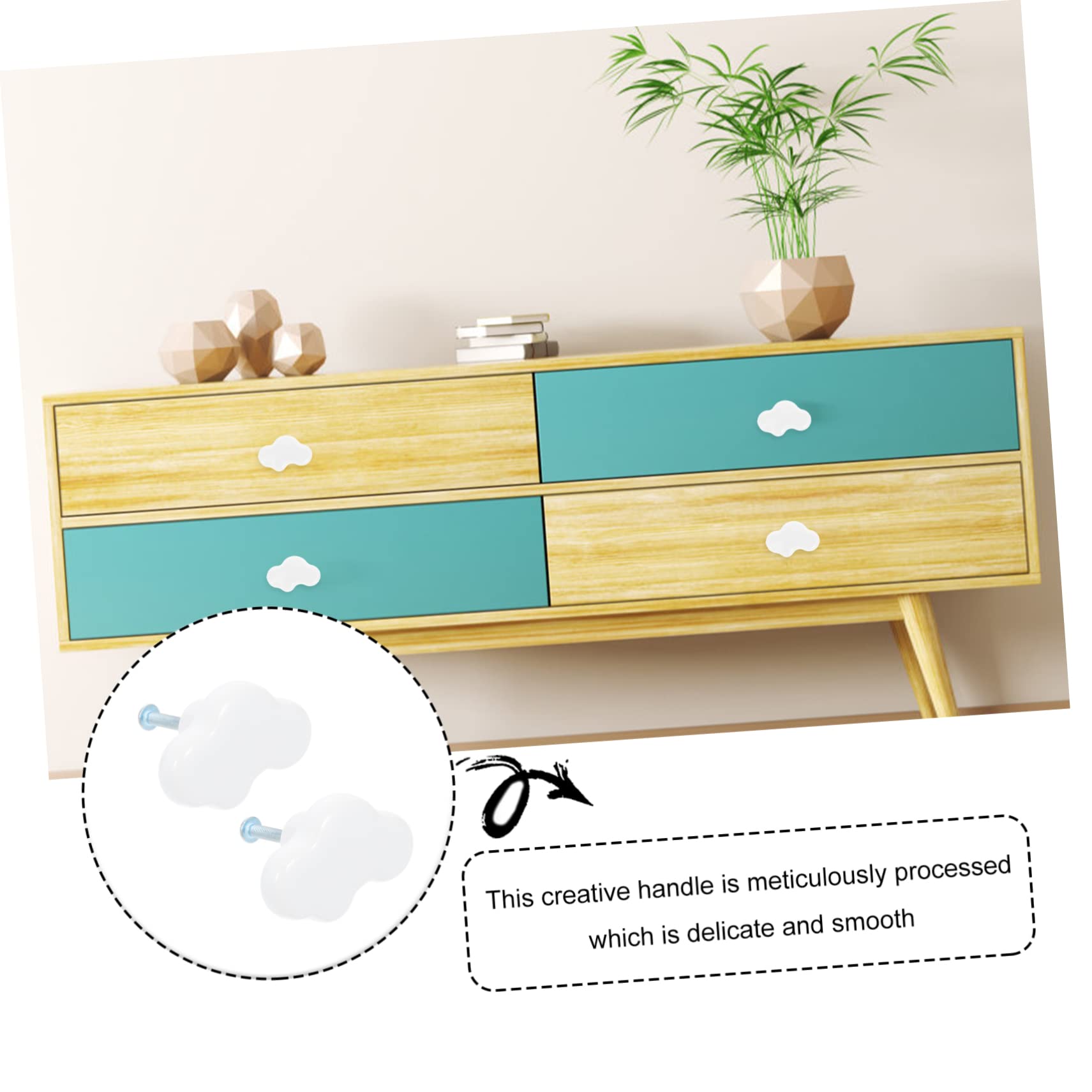 HAPINARY 1 Set Creative Cartoon Cloud Drawer Handle Porcelain Knobs for Boys and Girls Room Decor