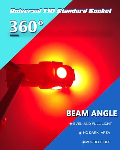 Miniatura 5 de UNXMRFF 194 bombillas LED rojas T10 LED para mapa, W5W 168, bombilla 2825 5050 5-SMD chips LED brillantes 12V CC, 194 bombillas de repuesto para